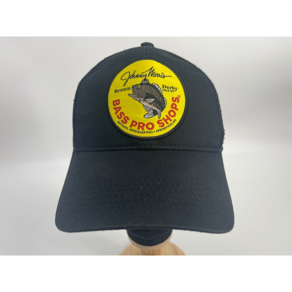 Bass Pro Shops Johnny Morris Brown Derby Trucker Hat Men Black Mesh Snapback